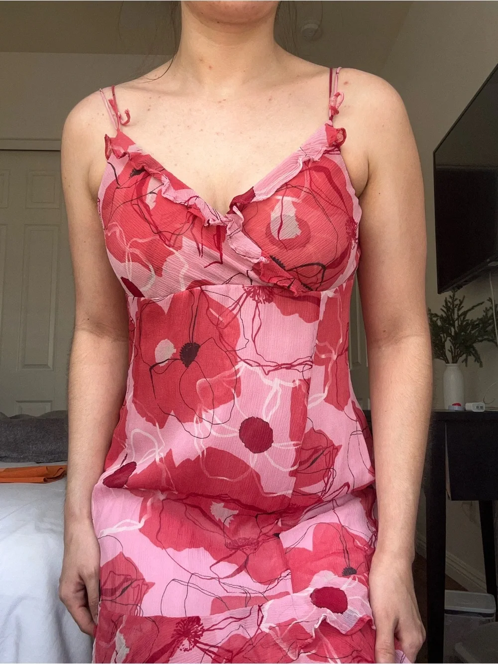 Gianni Bini Silk Abstract Floral Tiered Ruffle Dress - Picture 7 of 9